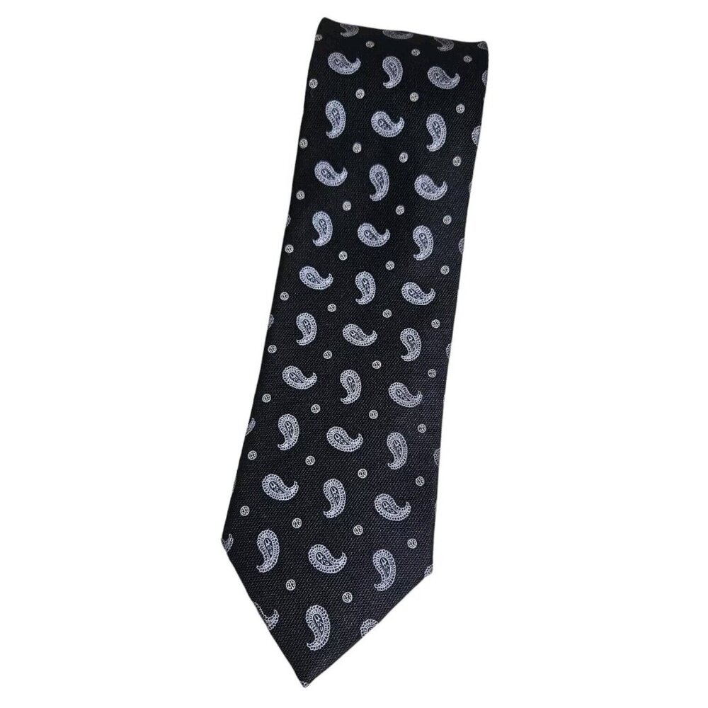 ERMENEGILDO ZEGNA Men's 100% Silk Necktie LUXURY Tie Blue Paisley W:3.5" EUC
